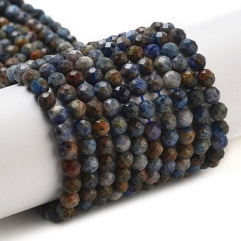 Natural Dumortierite Beads Strands, Faceted, Round, 4mm, Hole: 0.8mm, about 92~95pcs/strand, 14.96~15.16''(38cm)