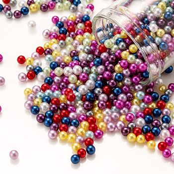 Imitation Pearl Acrylic Beads, No Hole, Round, Mixed Color, 3mm, about 10000pcs/bag