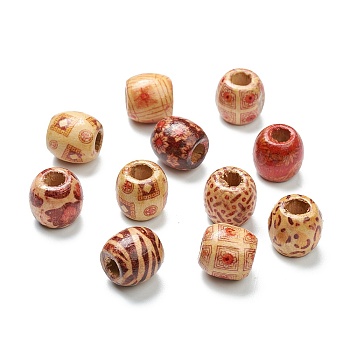 (Defective Closeout Sale), Mixed Natural Wood Beads, for Jewelry Making Loose Spacer Charms, Barrel, Mixed Color, 16x17mm, Hole: 7.3mm