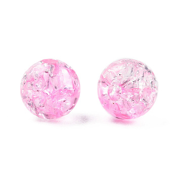 Transparent Crackle Acrylic Beads, Round, Pearl Pink, 10mm, Hole: 2mm, about 943pc/500g