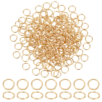 200Pcs 304 Stainless Steel Open Jump Rings, Real 24K Gold Plated, 18 Gauge, 9x1mm, Inner Diameter: 7mm