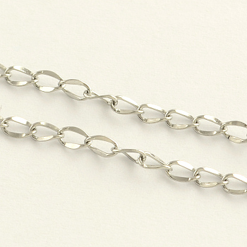 304 Stainless Steel Curb Chains, with Spool, Soldered, Stainless Steel Color, 4x2x0.3mm, about 164.04 Feet(50m)/roll