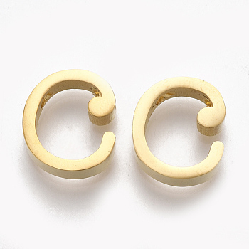 304 Stainless Steel Pendants, Golden, Letter, Letter.C, 12x11x3mm, Hole: 1.8mm