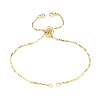 Rack Plating Brass Chain Bracelet Making, with Rhinestone, Long-Lasting Plated, Slider Bracelets Making, Cadmium Free & Lead Free, Real 18K Gold Plated, Single Chain Length: about 115~120mm