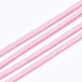 Faux Suede Cord, Faux Suede Lace, Pearl Pink, 2.5~2.8x1.5mm, about 1.09 yards(1m)/strand