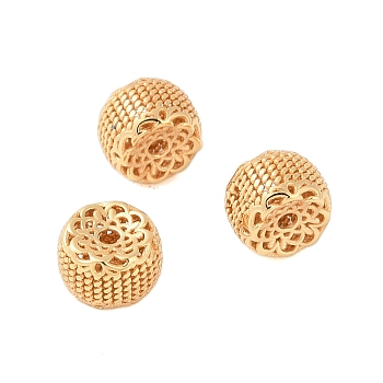 925 Sterling Silver Beads, Flat Round, Real 18K Gold Plated, 6.5x4.5mm, Hole: 1.2mm