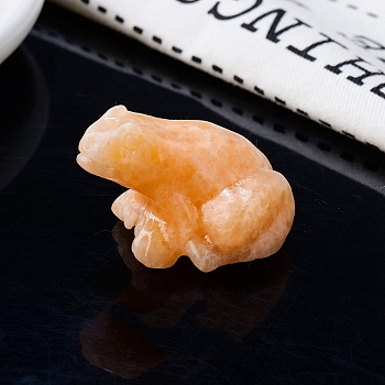 Natural Sunstone Carved Healing Frog Figurines, Reiki Energy Stone Display Decorations, 37x32x25mm