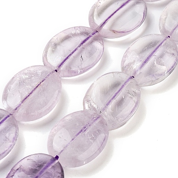 Natural Amethyst Beads Strands, Flat Oval, 20x15x6.5mm, Hole: 1.2mm, about 20pcs/strand, 15.87''(40.3cm)