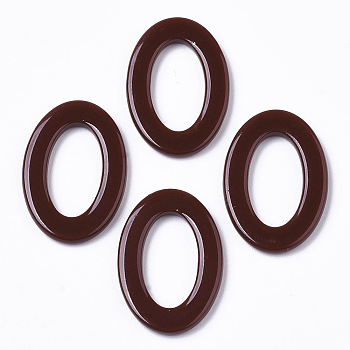 Cellulose Acetate(Resin) Linking Rings, Oval, Coconut Brown, 23x16x2mm, Inner Diameter: 15x8mm