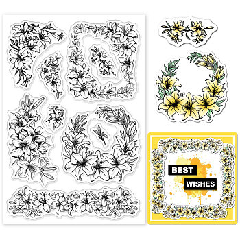 Custom PVC Plastic Clear Stamps, for DIY Scrapbooking, Photo Album Decorative, Cards Making, May Lily, 160x110x3mm