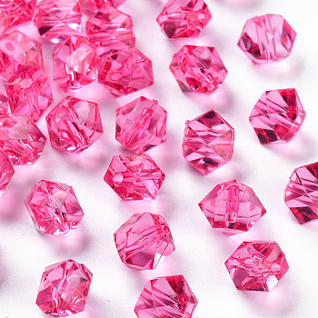 Transparent Acrylic Beads, Faceted, Polygon, Camellia, 8x10x9mm, Hole: 1.6mm, about 1300pcs/500g