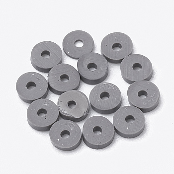 Handmade Polymer Clay Beads, Disc/Flat Round, Heishi Beads, Gray, 3x1mm, Hole: 1mm, about 380~400pcs/strand, 17.7 inch