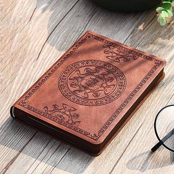 PU Leather Notebook, with Paper Inside, for School Office Supplies, Rectangle with Round Pattern, Indian Red, 14.6x10.5cm
