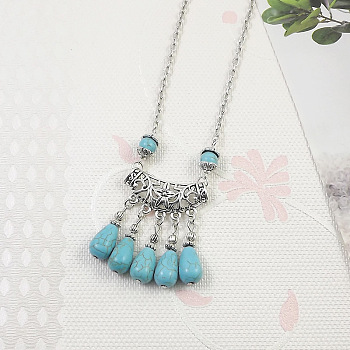 Yunnan Ethnic Style Miao Silver Pave Turquoise Pendant Necklaces Tibetan Nepalese Jewelry, Turquoise