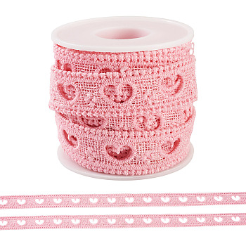 4.2 Yards Heart Milk Fiber Lace Trim, Clothing Accessories, Pink, 7/8 inch(21mm)