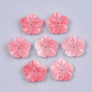 Synthetic Coral Beads, Dyed, Imitation Jade, Flower, Light Coral, 19~19.5x19~20x3~4mm, Hole: 1.6mm(X-CORA-T010-04)