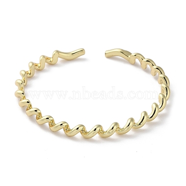 Rack Plating Brass Twist Spiral Cuff Bangles(BJEW-M039-04G)-2