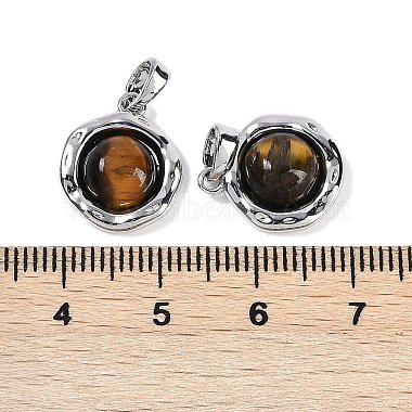 Brass Pave Natural Tiger Eye Flat Round Charms(KK-U043-42G-B)-3