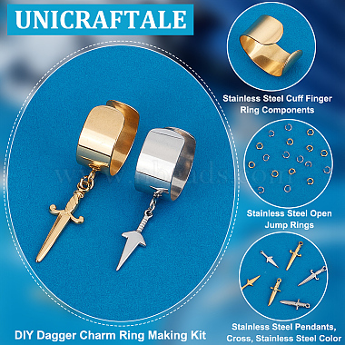 DIY Dagger Charm Ring Making Kit(DIY-UN0004-64)-5