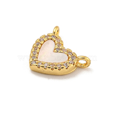 Rack Plating Brass Pave Clear Cubic Zirconia Heart Charms with Natural Shell(KK-C074-22G)-2