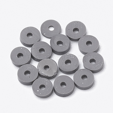 3mm Gray Flat Round Polymer Clay Beads