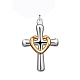Brass Heart and Cross Pendants(KK-BB11621)-1