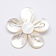 Natural White Shell Mother of Pearl Shell Flower Big Pendants(SSHEL-J032MS-05)-2