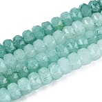 Imitation Jade Crackle Glass Beads Strands, Rondelle, Faceted, Light Sea Green, 7.5~8x5~5.5mm, Hole: 1.4mm, about 70~71pcs/strand, 14.57~14.76 inch(37~37.5cm)(GLAA-N068-01A-A03)