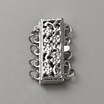 Brass Box Clasps, with Jump Ring, Platinum, 23.5x13x3.5mm, Hole: 2mm(KK-WH0030-09P-03)