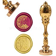 DIY Scrapbook, Brass Wax Seal Stamp and Wood Handle Sets, Moon Pattern, 25mm(AJEW-WH0136-0005)