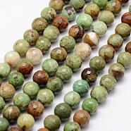 Natural Green Opal Beads Strands, Faceted, Round, 10mm, Hole: 1mm, about 38pcs/strand, 14.5 inch(G-K209-05A-10mm)