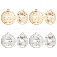 Unicraftale 8Pcs 2 Colors 304 Stainless Steel Pendants, Manual Polishing, Ring with Boy & Girl & Mama, for Mother's Day, Golden & Stainless Steel Color, 28x25.5x1.5mm, Hole: 1.8mm, 4pcs/color(STAS-UN0031-87)