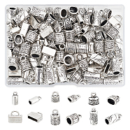 Nbeads 120Pcs 6 Styles Tibetan Style Alloy Cord Ends, End Caps, Column & Rectangle & Lock, Antique Silver, 10~18x6.5~13x4.5~7.5mm, Hole: 2.5~10.5mm, 20Pcs/style(FIND-NB0004-52)