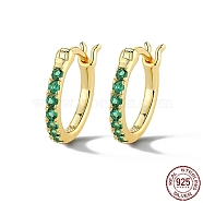 925 Sterling Silver Hoop Earring for Women, Real 18K Gold Plated, Green, 12mm(VR9878-2)