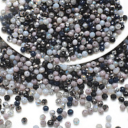 Electroplate Glass Beads, Faceted, Round, Black, 4x3.5mm, Hole: 1mm(GLAA-D020-01C)