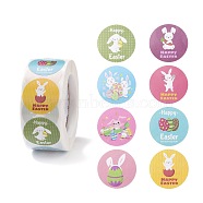 8 Patterns Easter Theme Self Adhesive Paper Sticker Rolls, with Rabbit Pattern, Round Sticker Labels, Gift Tag Stickers, Mixed Color, Rabbit Pattern, 25x0.1mm, 500pcs/roll(DIY-C060-03C)