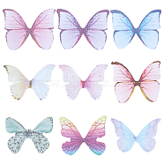 180Pcs 9 Style Two Tone Polyester Fabric Wings Crafts Decoration, for DIY Jewelry Crafts Earring Necklace Hair Clip Decoration, Butterfly, Mixed Color, 32~37x42~47mm, 20pcs/style(FIND-SC0004-16)
