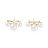 Rack Plating Brass  Stud Earring, with Plastic Imitation Pearl, Cadmium Free & Lead Free, Long-Lasting Plated, Real 18K Gold Plated, 9x16.5mm(EJEW-C081-38G)