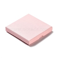 Cardboard Jewelry Set Boxes, with Sponge Inside, Square, Pink, 9.05~9.1x9.1~9.15~x1.5~1.6cm(CBOX-C016-01D-01)