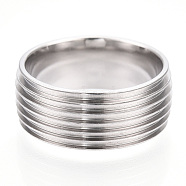 201 Stainless Steel Grooved Finger Ring Settings, Ring Core Blank for Enamel, Stainless Steel Color, 8mm, Size 7, Inner Diameter: 17mm(STAS-WH0047-08S)