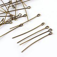 Iron Eye Pin, Cadmium Free & Nickel Free & Lead Free, Antique Bronze, 40x0.7mm, Hole: 2mm, about 6000pcs/1000g(IFIN-R218-0.7x40-AB-NF)