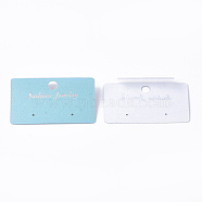 Plastic Display Cards, Used For Earrings, Rectangle, Sky Blue, 3.1x5.2x0.7~0.8cm, Hole: 6mm(CDIS-S027-19D)