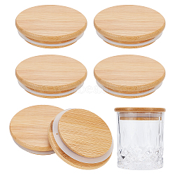 Bamboo Bottle Caps, Reusable Sealer Covers, with Silicone Ring, BurlyWood, 85x20mm(AJEW-WH0270-206)