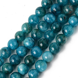 Natural Quartz Beads Strands, Dyed & Heated, Imitation Apatite, Round, Teal, 6~6.5mm, Hole: 1mm, about 63pcs/strand, 15.35 inch(39cm)(X-G-R479-6mm-03)