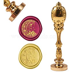 DIY Scrapbook, Brass Wax Seal Stamp and Wood Handle Sets, Moon Pattern, 25mm(AJEW-WH0136-0005)