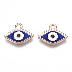 Alloy Enamel Pendants, Cadmium Free & Nickel Free & Lead Free, Light Gold, Evil Eye, Medium Blue, 12.5x15.5x2mm, Hole: 1.6mm(ENAM-S126-145)