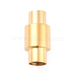 Ion Plating(IP) 304 Stainless Steel Magnetic Clasps with Glue-in Ends, Column, Real 18K Gold Plated, 20x10mm, Hole: 6mm(STAS-F276-04G)