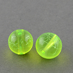 Drawbench Transparent Glass Beads Strands, Spray Painted, Round, Green Yellow, 4mm, Hole: 1.1~1.3mm, 31.4 inch(GLAD-Q012-4mm-07)