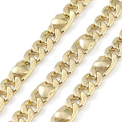 Rack Plating Brass Figaro Chains, Long-Lasting Plated, Soldered, with Spool, Lead Free & Cadmium Free, Real 18K Gold Plated, Link: 11x5.5x2mm and 7.5x5.5x1mm(CHC-F018-09G-06)