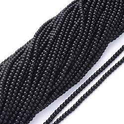 Opaque Glass Beads Strands, Round, Black, 2.5mm, Hole: 0.7mm, about 177pcs/Strand, 14.09 inch(35.8cm)(EGLA-K014-A-NA01)
